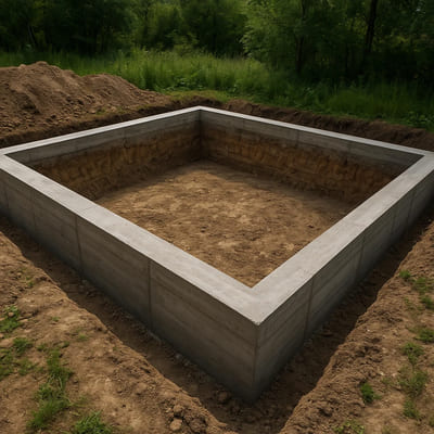 Заглублённая лента под подвал 8×12